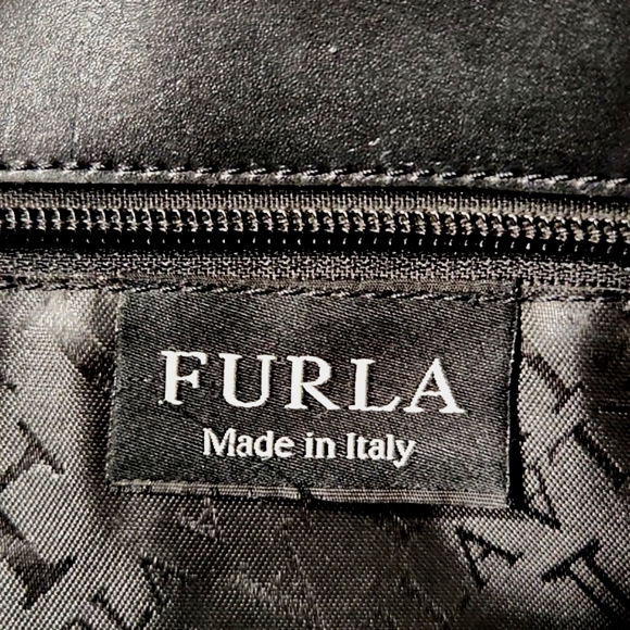 VTG Furla Authentic Black Leather X Large Tote Bag Satchel Made in Italy - Picture 4 of 15